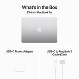 13-inch MacBook Air with USB-C Power Adapter and USB-C to MagSafe 3 Cable on a white background