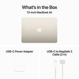 13-inch MacBook Air with USB-C power adapter and cable on a white background