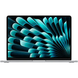 Laptop with a blue abstract design on the screen against a white background