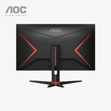 AOC gaming monitor with red accents on a white background