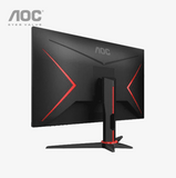 AOC gaming monitor with red accents on a white background