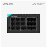 Asus ROG power supply unit with connectors on a white background