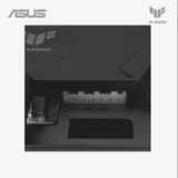 Back view of a computer case with ASUS and TUF Gaming branding.