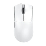 White computer mouse with a black scroll wheel on a white background