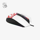 Gaming mouse with red and black design on a white background, featuring the Bloody brand logo.