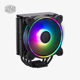 Cooler Master CPU cooler with RGB lighting on a white background