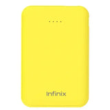 Yellow Infinix power bank on a white background