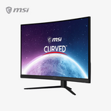 MSI curved gaming monitor with Earth and space design on screen