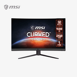 MSI curved gaming monitor with specifications on a white background