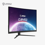 MSI curved gaming monitor with Earth and space design on screen