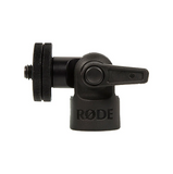 Black Röde microphone mount on a white background