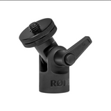 Black microphone stand mount with Rode logo on a white background