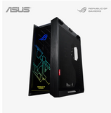 Gaming computer case with ASUS Republic of Gamers branding on a white background