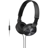 Black Sony headphones on a white background
