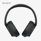 Black Sony headphones on a white background