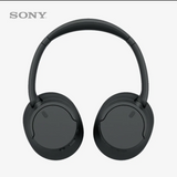 Black Sony headphones on a white background