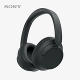 Black Sony headphones on a white background