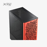 Computer case with red and black design on a white background, featuring XPG and Adata logos.