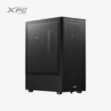 Black computer case with XPG branding on a white background