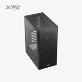 Black computer case with XPG branding on a white background
