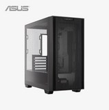 Asus computer case with clear side panel on a white background