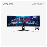 Gaming monitor with ASUS and ROG branding on a white background