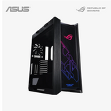 Asus ROG computer case with glass side panel on a white background