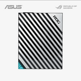 Asus ROG gaming laptop with striped design on a white background