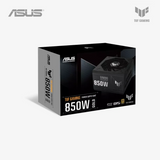 Asus TUF Gaming 850W power supply unit packaging on a white background
