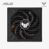 Power supply unit with fan featuring ASUS and TUF Gaming logos on a white background