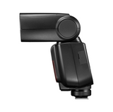Black camera flash on a white background