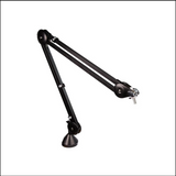 Black adjustable arm stand on a white background