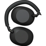Black Sony headphones on a white background