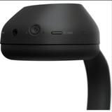 Black electronic device with control buttons on a white background